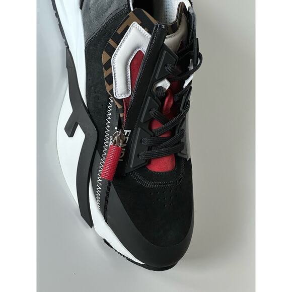 NIB $930 Fendi Flow Men\'s Leather/Fabric Sneakers Black 11 US (44 Eu) 7E1392 IT main image 6